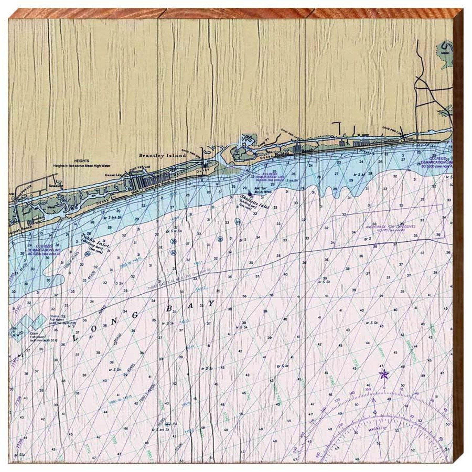 Holden Beach North Carolina Navigational Styled Chart Sqaure Etsy