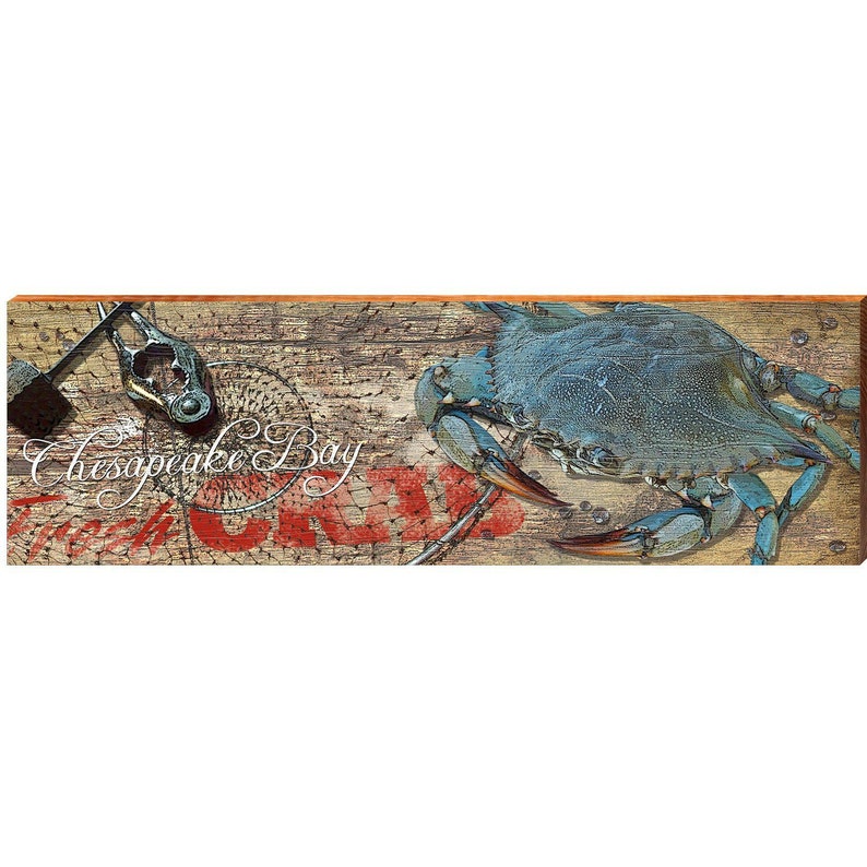 Chesapeake Bay Blue Crab Wall Art Print on Real Wood - Etsy