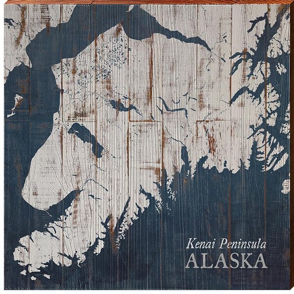 Kenai Peninsula, Alaska Map | Wall Art Print on Real Wood