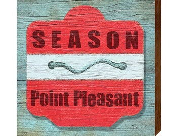 Point Pleasant Red Beach Tag | Wall Art Print on Real Wood