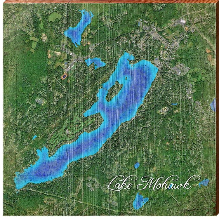 Lake Mohawk Map Home Decor Art Print on Real Wood Etsy