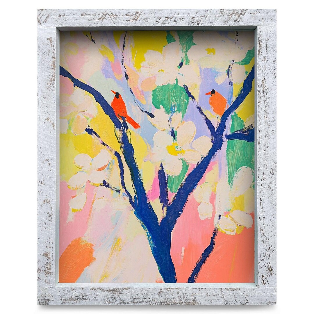 Cardinals on Dogwood Painting Canvas Wall Art