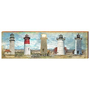 Cape Cod, Massachusetts Lighthouses Wooden Sign | Wall Art Print on Real Wood