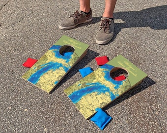 Michigans's Upper Peninsula Map | Fun Size Mini Cornhole Game Title: Cornhole 9" x 17"