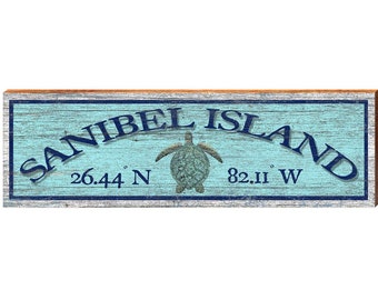 Sanibel Island, Florida Wooden Sign | Wall Art Print on Real Wood