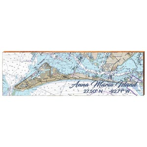 Anna Maria Island, Floride Carte Latitude Longitude Panneau en bois | Impression d'art mural sur bois véritable