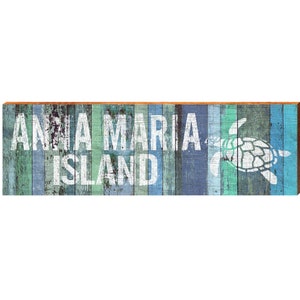 Anna Maria Island, Florida Colorful Sea Turtle Wooden Sign | Wall Art Print on Real Wood | Nautical Tropical Beach House Decor