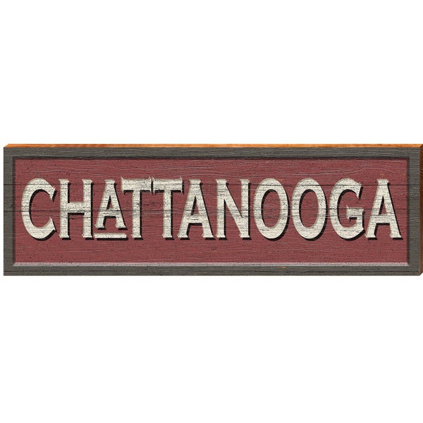 Chattanooga Red Sign | Wall Art Print on Real Wood