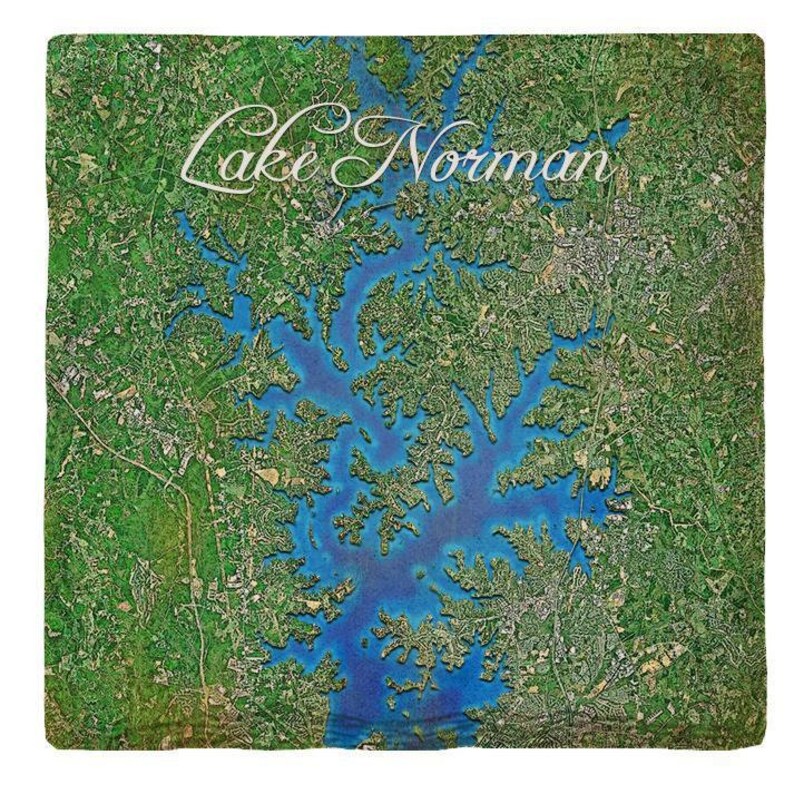 North Carolina Map Drink Coaster Set Lake Norman