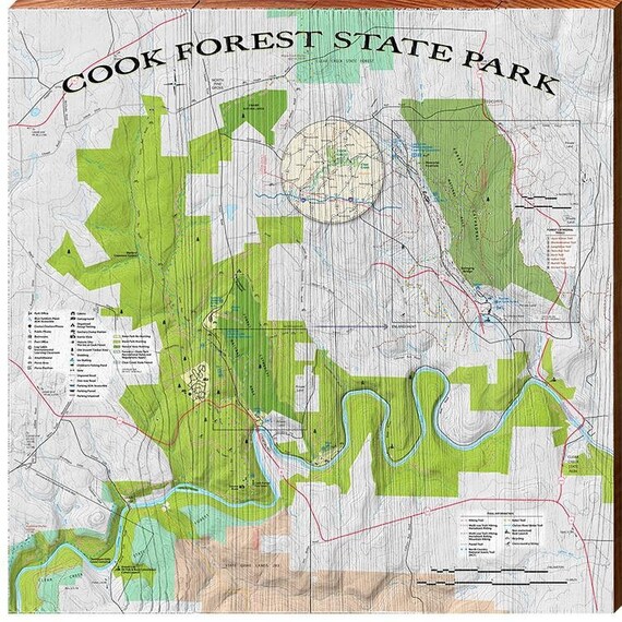 Cook Forest State Park Map Cook Forest State Park Pennsylvania Map Wooden Sign Wall | Etsy Australia
