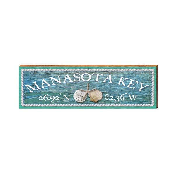 Manasota Key Triple Shell Water Latitude Longitude | Real Wood Art Print