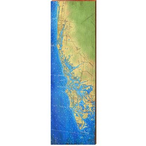 Marco Island, Floryda Topograficzna Mapa Ścienna Sztuka | Wydruk Ścienny Sztuki na Prawdziwym Drewnie