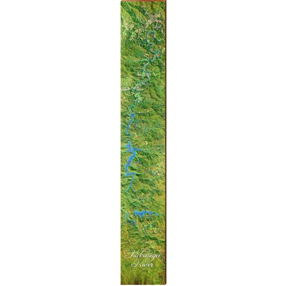 Tuckasegee River Map Wall Art Print on Real Wood Etsy