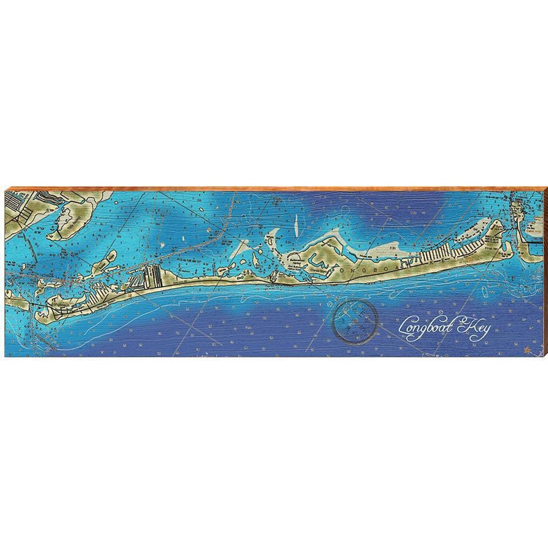 Longboat Key Florida Map Wall Art Print on Real Wood Etsy