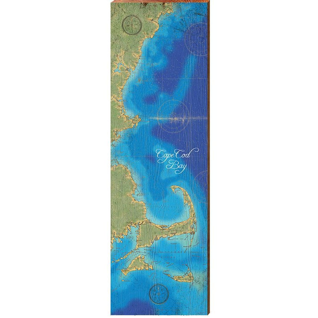Cape Cod Bay, Massachusetts Map Wooden Sign | Wall Art Print on Real ...