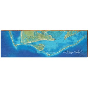 St. George Island, Florida Map | Wall Art Print on Real Wood