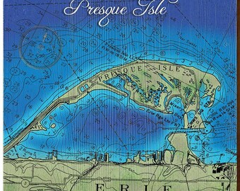 Presque Isle Bay Fishing Map Presque Isle Erie Pennsylvania Map Wall Art Print On Real | Etsy