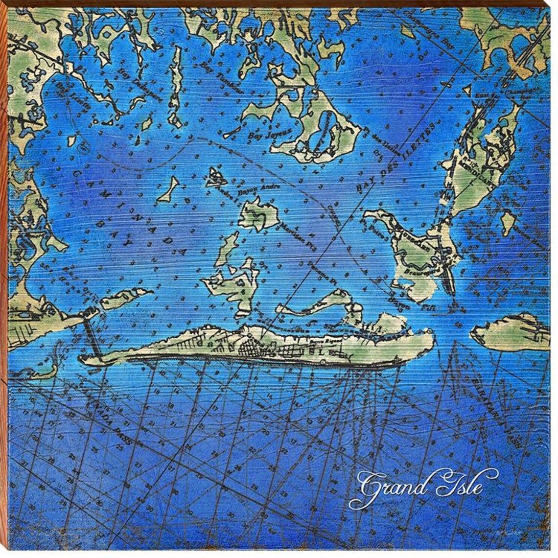 Grand Isle Louisiana Topographical Styled Map Square Wall Art Etsy