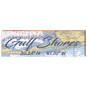 Golf Shores, Alabama Breite Längengrad Map Holzschild | Wand-Kunstdruck auf Echtholz
