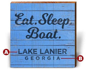 Personalized Boating Wooden Sign | Wall Art Print on Real Wood
