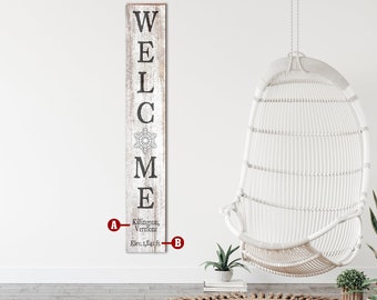 Customizable Welcome Sign with Snow Flake | Wall Art Print on Real Wood