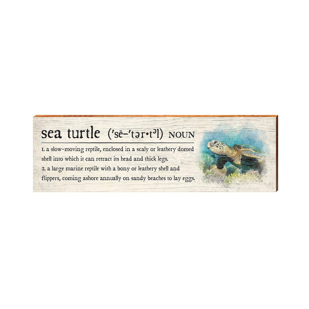Sea Turtle Definition Wooden Sign | Wall Art Print on Real Wood ...