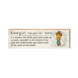 Cowgirl Definition Wooden Sign | Wall Art Print on Real Wood | Western Southwestern Home Decor