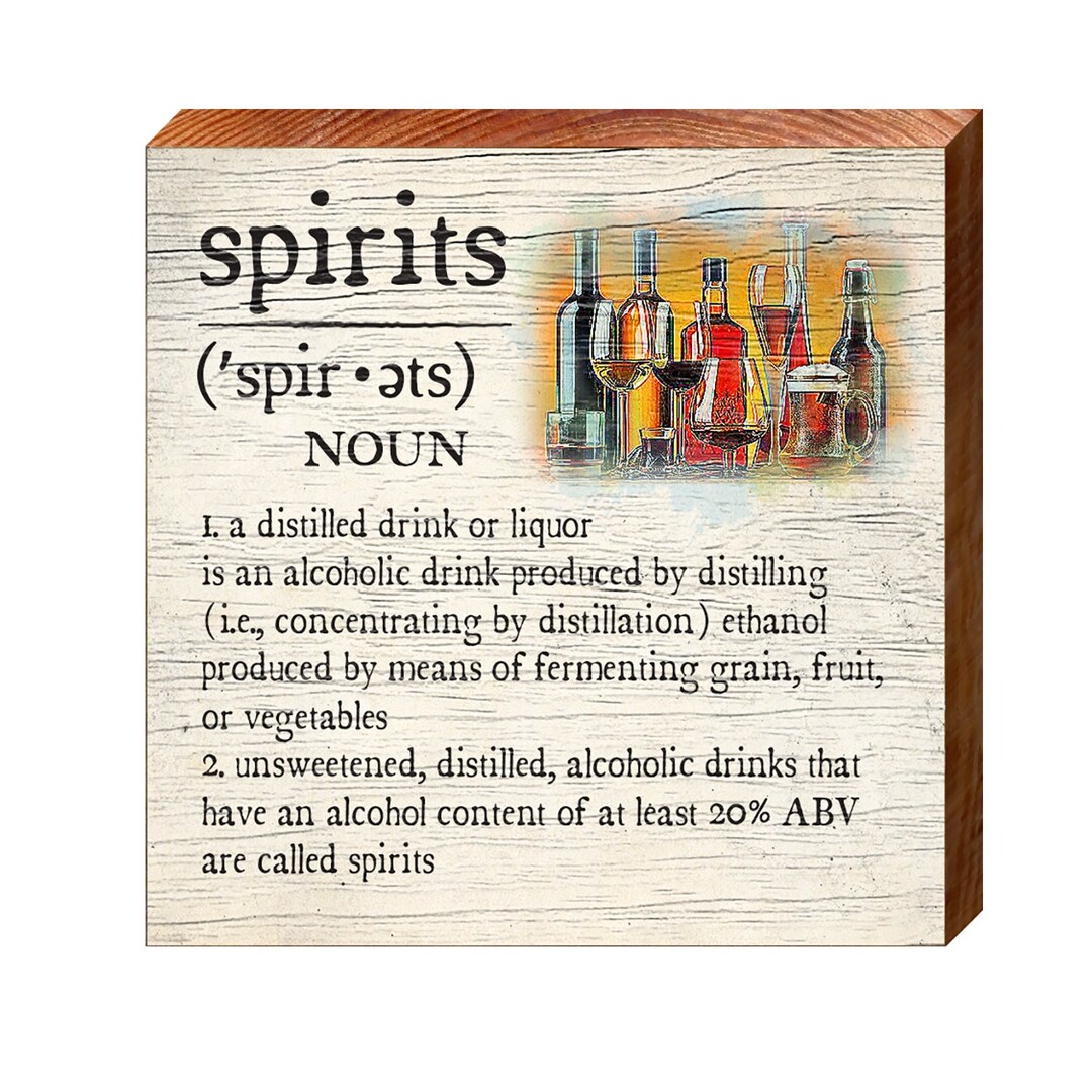 Alcohol Spirits Definition Wooden Sign Wall Art Print on Etsy