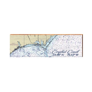 Carte à carte cartographique NOAA de Crystal Coast | Impression d'art en bois véritable