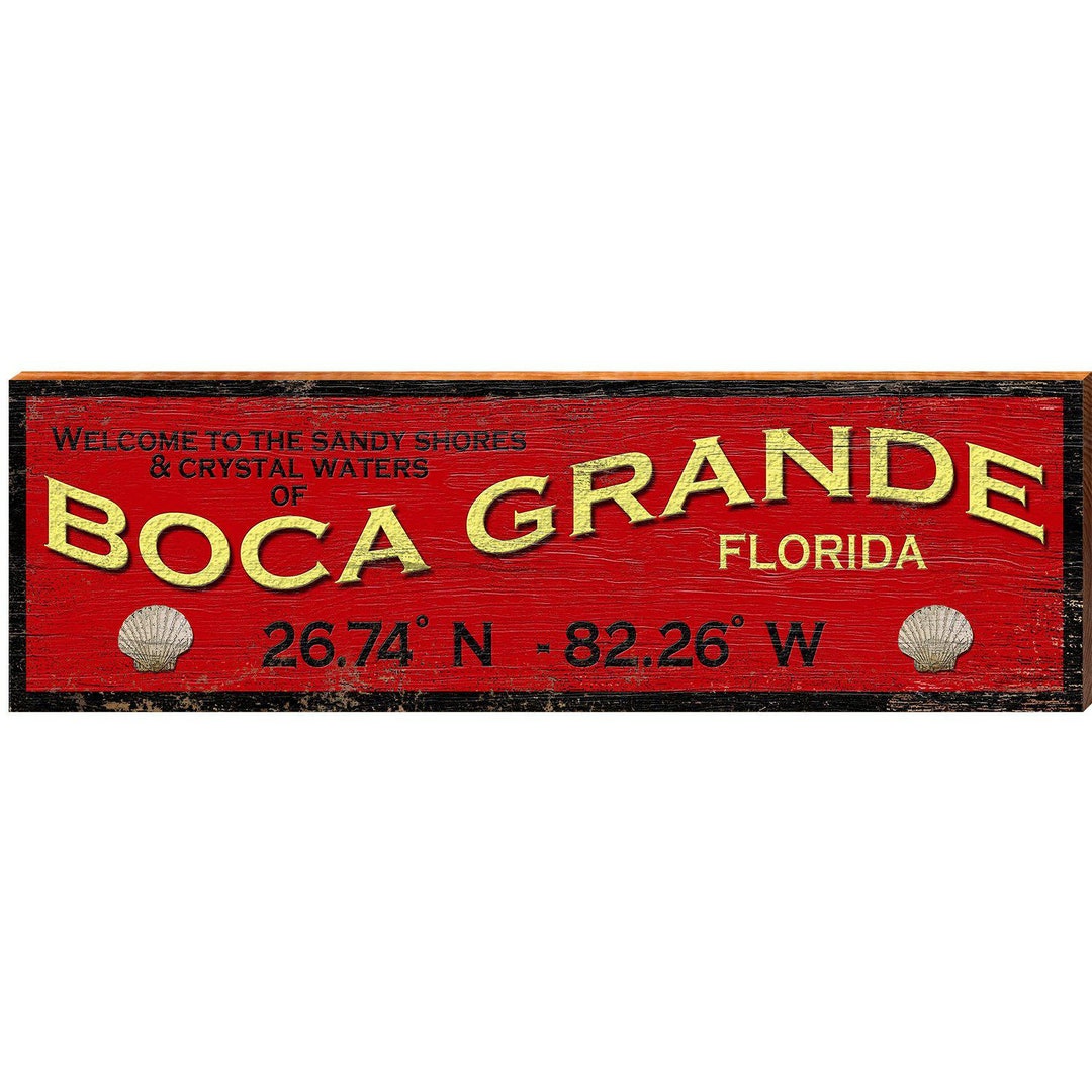 To... Boca Grande Red Latitude Longitude Wall Art Etsy