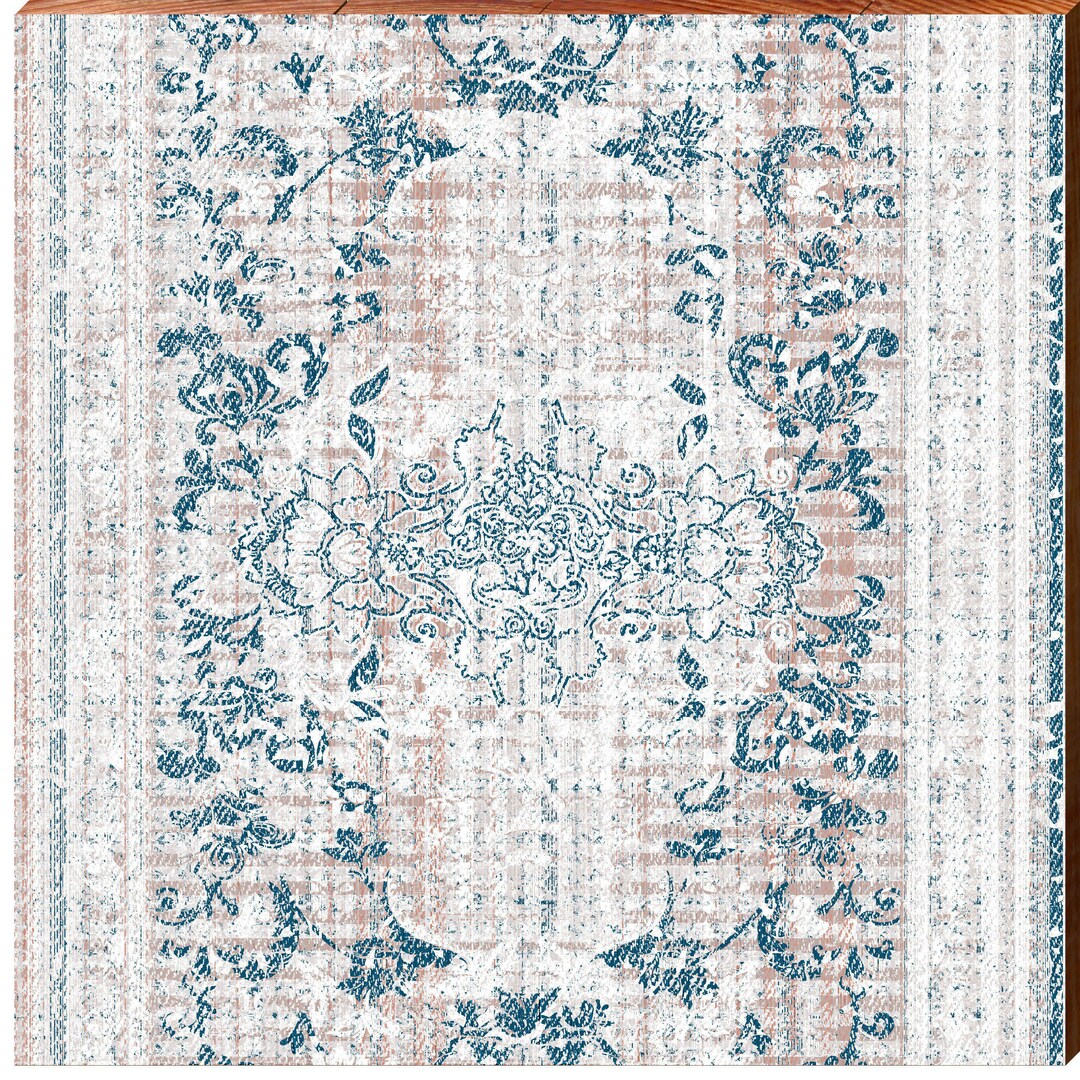 Peaceful Pattern Rugs Boho Rug Pattern Soft Mauve & White | Wall Art Print on Real Wood - Etsy