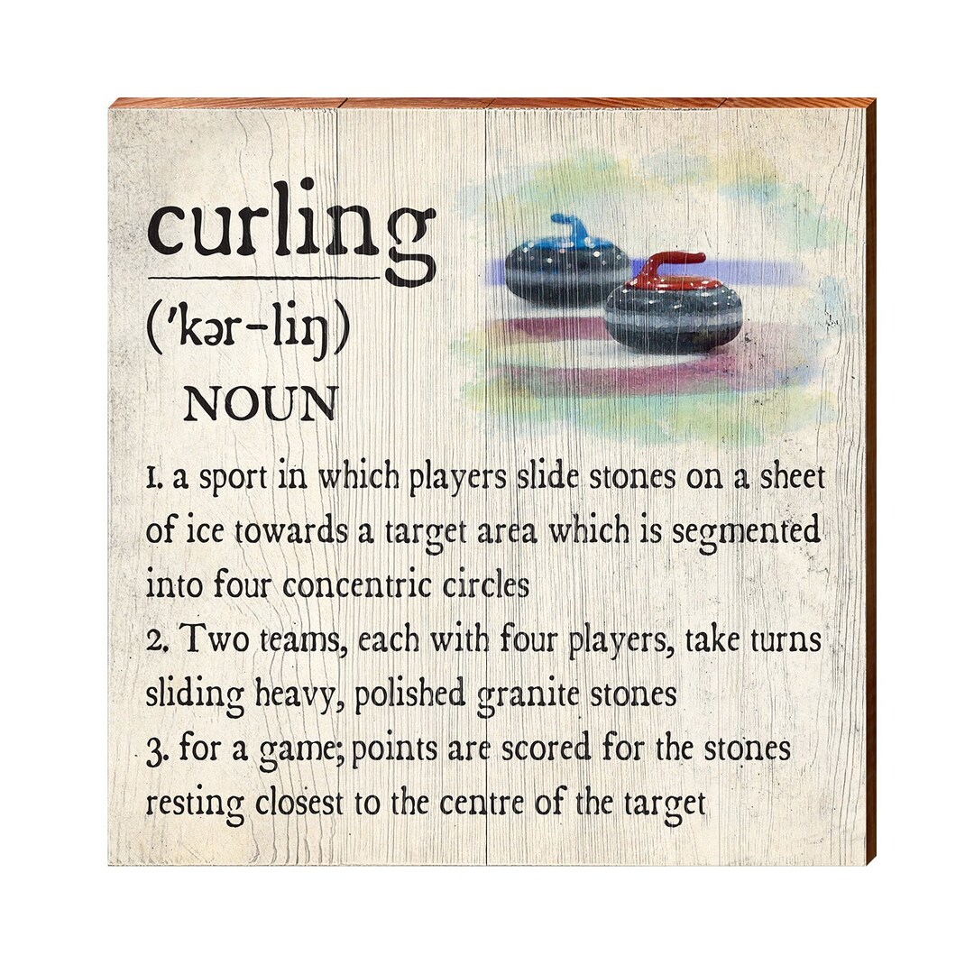 Curling Definition Wooden Sign Wall Art Print on Real Wood Etsy