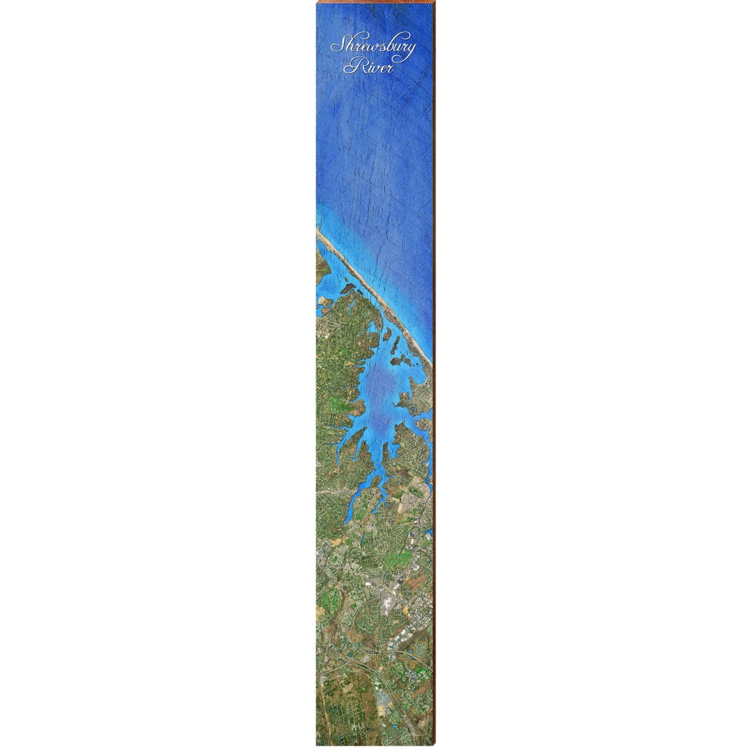 Shrewsbury River Map Home Decor Art Print on Real Wood Etsy