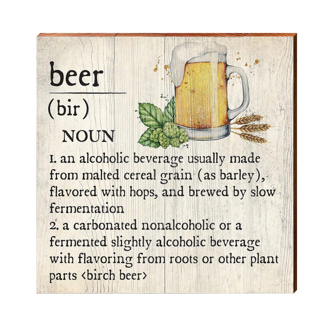 Beer Definition Wooden Sign | Wall Art Print on Real Wood | Home Decor ...