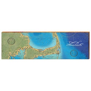 Cape Cod, Massachusetts Map Wooden Sign | Wall Art Print on Real Wood