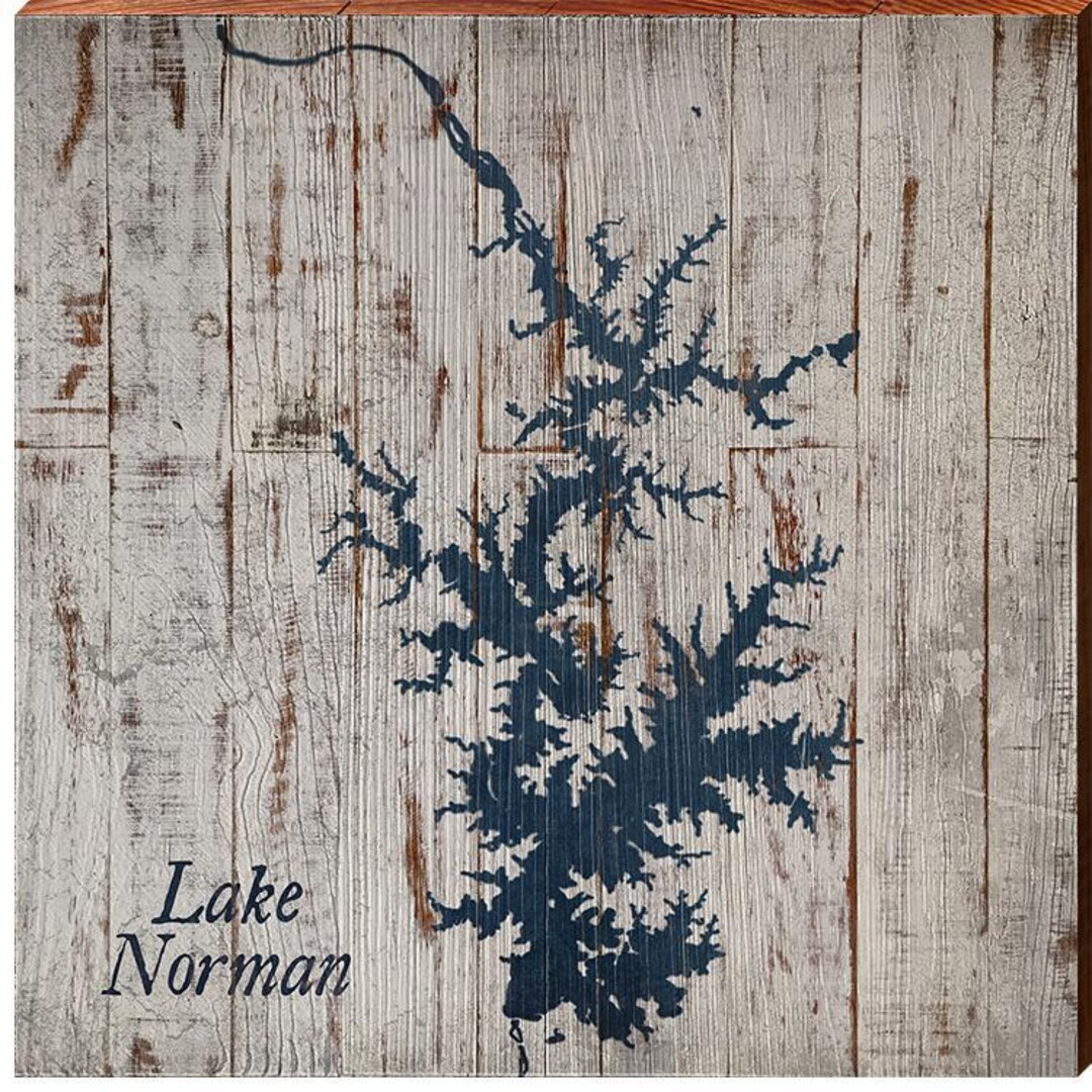 Lake Norman Shabby Map Home Decor Art Print on Real Wood - Etsy
