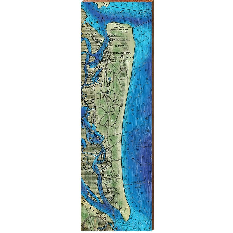 Map Of Amelia Island Florida Amelia Island Florida Map Wall Art Print On Real Wood | Etsy