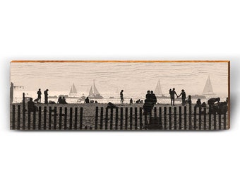 Vintage Sailboat Beach Party | Wall Art Print on Real Wood