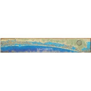 Topsail Island, North Carolina Karte Holzschild | Wand-Kunstdruck auf Echtholz