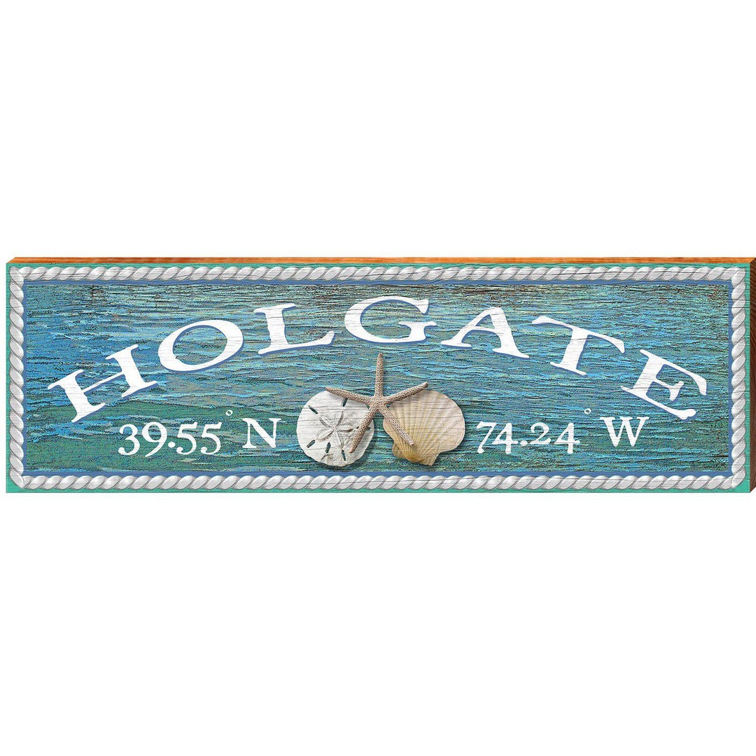Holgate, New Jersey Triple Shells Latitude Longitude Wooden Sign | Wall ...