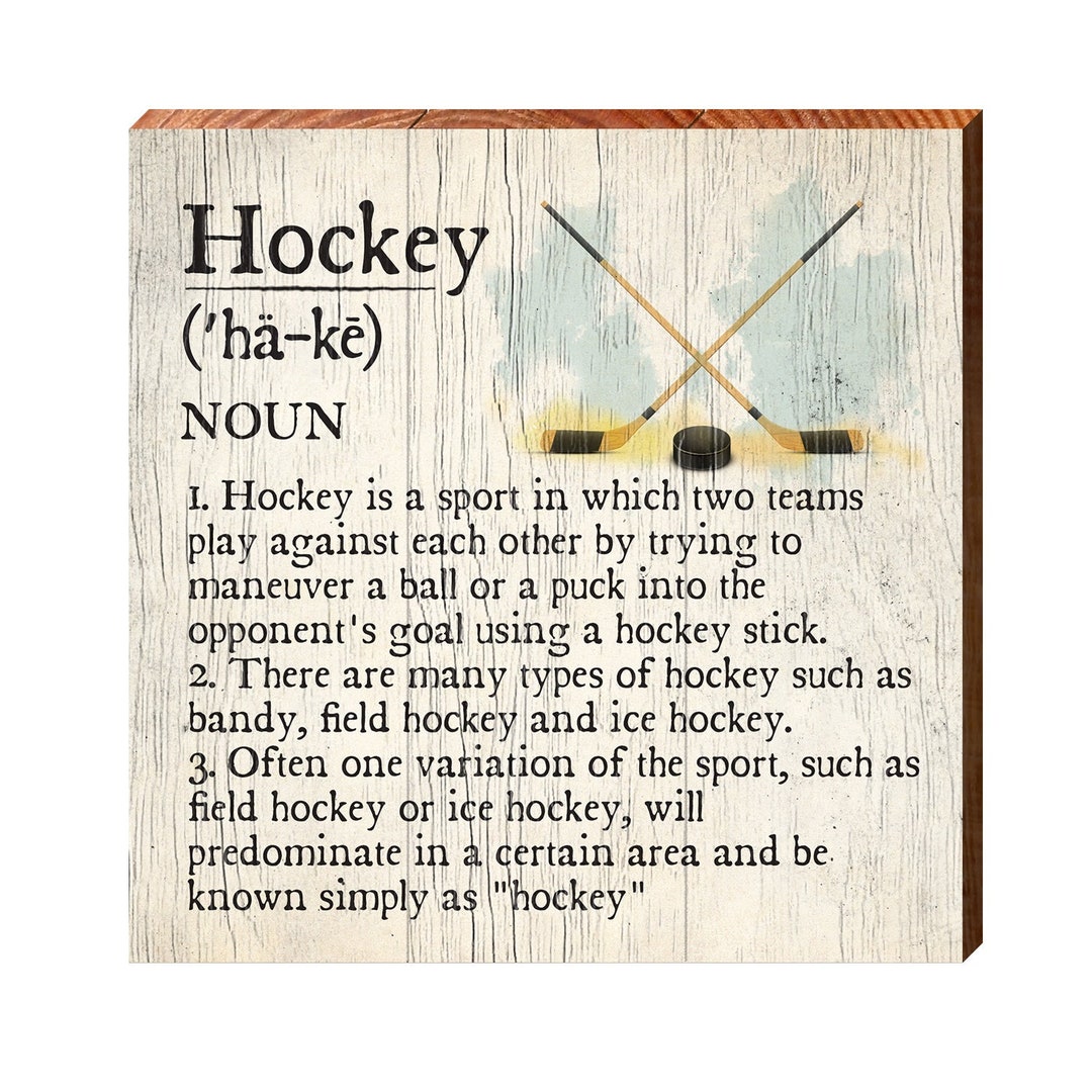 Hockey Definition Wooden Sign Wall Art Print on Real Wood Etsy
