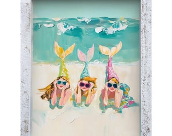 The Cutest Mermaids | Real Wood Framed Wall Art Print