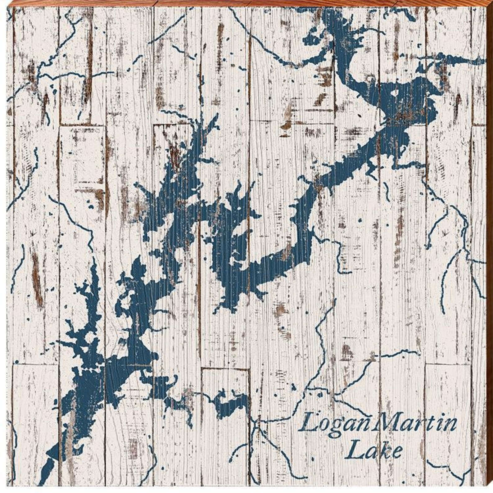 Logan Martin Lake Alabama Shabby Map Real Wood Wall Art Etsy