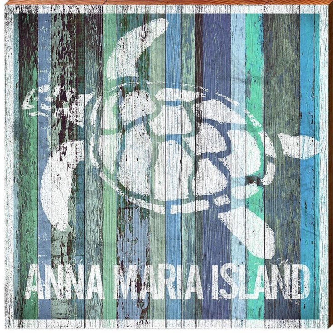 Anna Maria Island Florida Colorful Sea Turtle Wooden Sign - Etsy