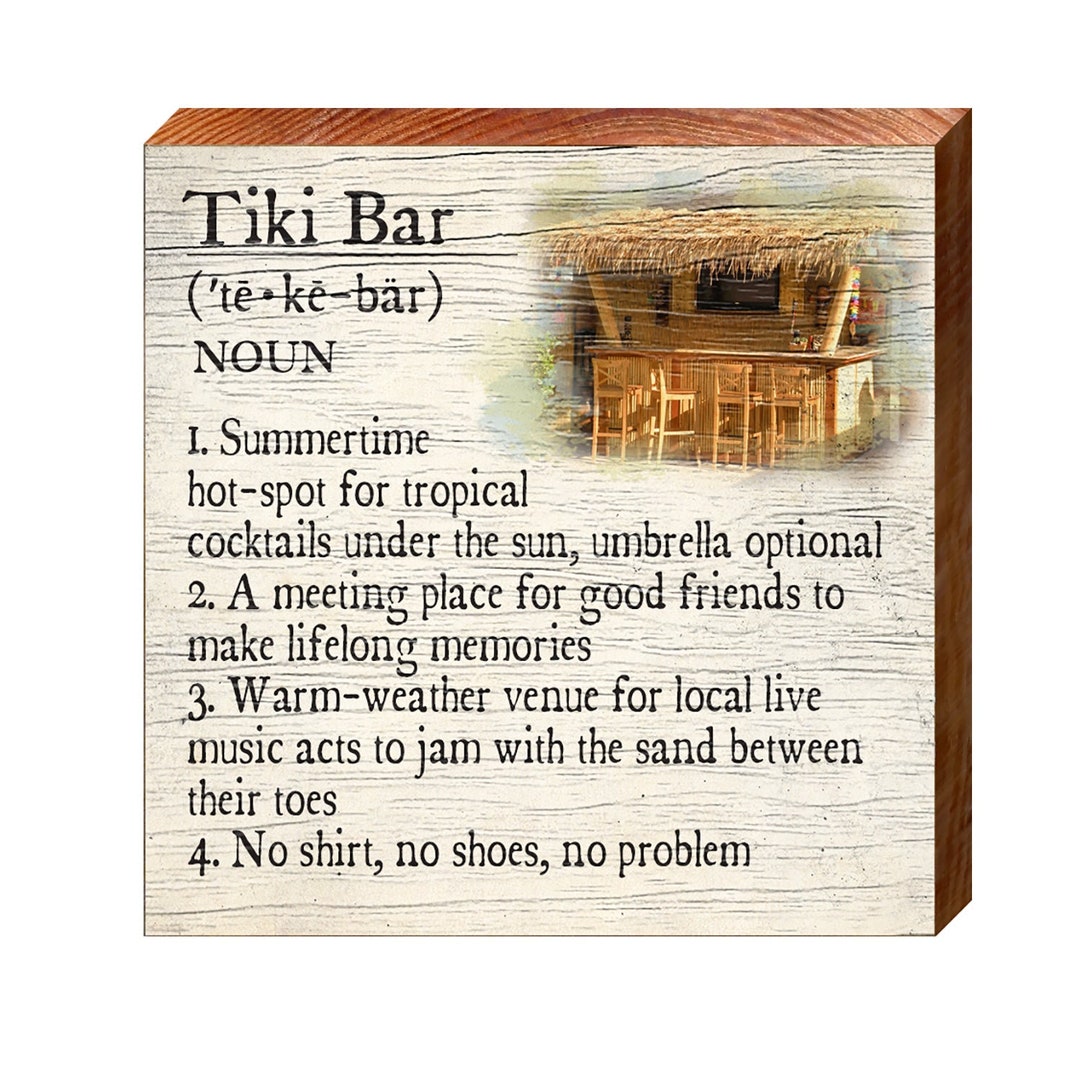 Tiki Bar Definition Wooden Sign Wall Art Print on Real Wood Etsy