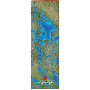 Devil Lake, Kanada Karte | Wand-Kunstdruck auf Echtholz