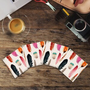 Colorful Feathers |Drink Coaster Set