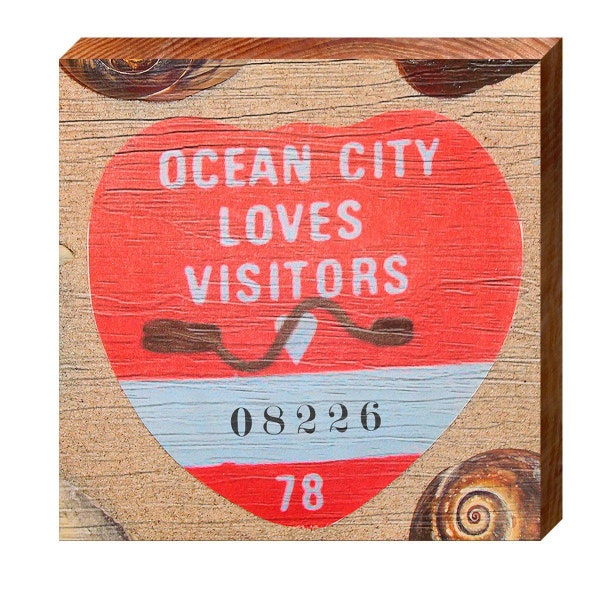 Ocean City, New Jersey 1978 Beach Tag Art Wooden Sign | Wall Art Print on Real Wood