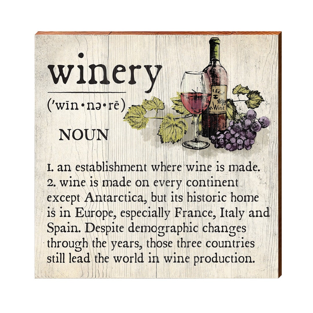 Winery Definition Wooden Sign Wall Art Print on Real Wood Home Decor Etsy