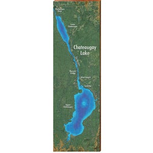 Kaart Chateaugay Lake, New York | Muurkunstafdruk op echt hout